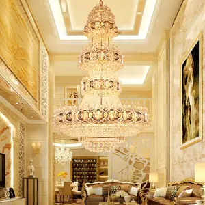 Empire Moderne Grand Escalier Lobby Hôtel Lustre En Cristal Éclairage Pendentif Lumières Pour Pays-Bas