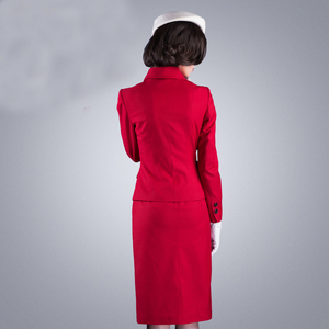 Uniforme de <span class=keywords><strong>azafata</strong></span> de piloto de línea aérea de moda roja/uniforme de <span class=keywords><strong>azafata</strong></span> de aire de ropa de trabajo aéreo femenino - Product Image 2