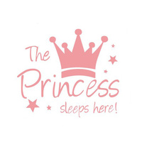 Pegatinas de pared para decoración de habitación de niños, dibujos animados de princesa, corona, estrellas, inglesa, Princesa, tamaño M, Rosa