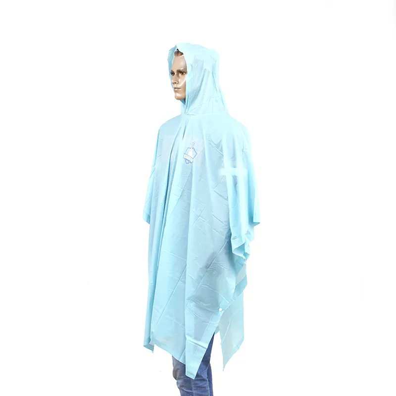 Adult PVC Hooded Rain Cape Poncho Waterproof Raincoat with One Pocket Country Style for Everyday Use Travel & Hiking