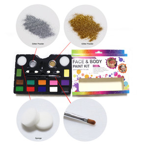 Hot Selling Water Based 14 Color 2 Glitter 3 Sponges Professional <strong>Face</strong> and Body <strong>Paint</strong> <strong>Kit</strong> - Product Image 4