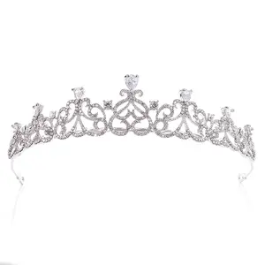 Corona Tiara de Metal para mujer, abalorio grande, joyas para el pelo de boda con diamantes de imitación