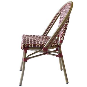 Chaise de bistro en rotin rouge de café de jardin en aluminium de restaurant de patio extérieur moderne de Paris français - Product Image 3
