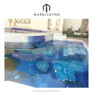 PFM-mosaico de cristal con diseño de flores para piscina, creativo, personalizado
