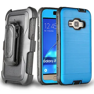 Funda protectora de teléfono móvil con soporte cepillado, armadura para Galaxy Luna/Galaxy Amp 2/ Galaxy Express 3/J1 2016