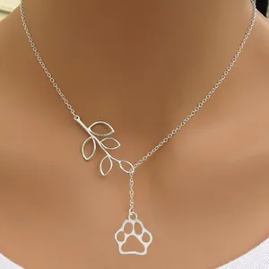 Popular fashion women jewelry leaves and bear's paw pendant necklace wholesale cheap necklace