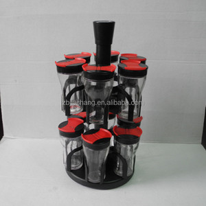 Set di 12 Barattoli in <span class=keywords><strong>Vetro</strong></span> a Bocca Larga con Supporto Girevole in Plastica per <span class=keywords><strong>Spezie</strong></span> e Condimenti - Product Image 3