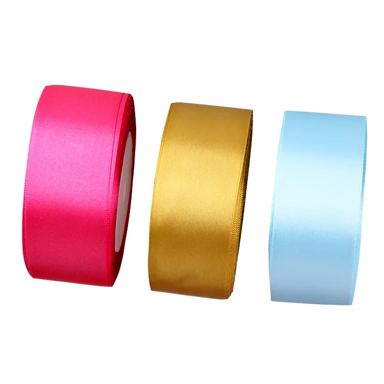 Großhandel 25yard 2,5 cm Seide einfarbig Satin band einseitig Polyester Regenbogen Satin band