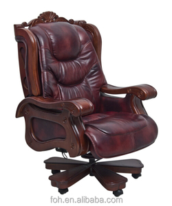 Brun Roi antique véritable inclinable En <span class=keywords><strong>Cuir</strong></span> <span class=keywords><strong>Direction</strong></span> rolling Chaise haute chaise de <span class=keywords><strong>bureau</strong></span> exécutif FOH-A01 - Product Image 1