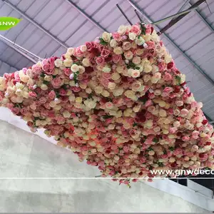 웨딩 행사 새로운 디자인 장미 캐노피 실크 장미 꽃 벽