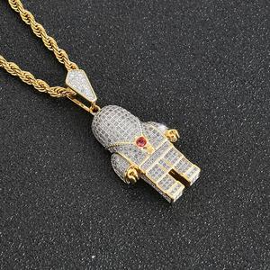 BES en çok satan Hip Hop takı altın kolye kolye erkekler buzlu Out İki ton taş kolye Charm takı - Product Image 1