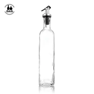 Пустая квадратная стеклянная бутылка для оливкового масла с распылителем, 16 унций, 500 мл