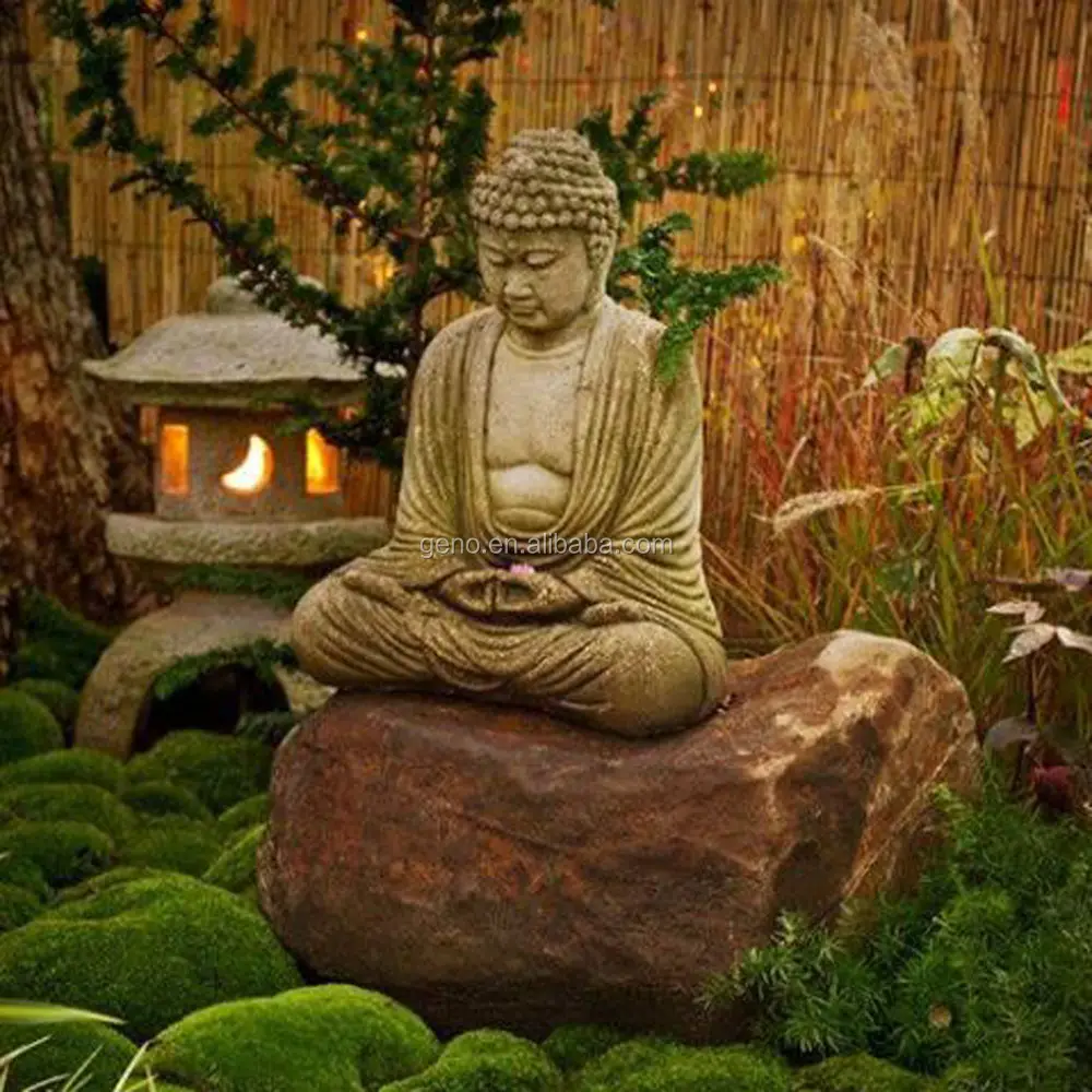 Zen stil buda heykeli oturan buda heykeli bahçe dekor için