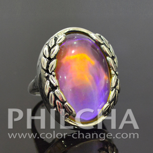 Anillo de piedra de estado de ánimo Oval corona de Laurel en Color plateado antiguo - Product Image 3