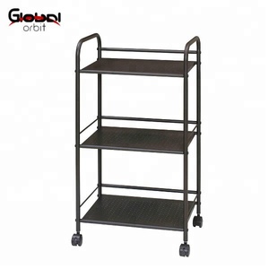 Electric Standing Type Double Tier Iron Folding <b>Trolley</b> Cart for Dish and Bowl Eco-Friendly White Living Room Storage Rack - Product Image 4