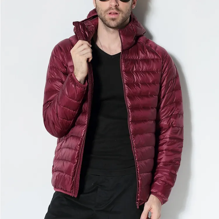 Chaqueta plegable de plumón para hombre con logotipo personalizado, chaqueta acolchada de plumón, chaqueta de invierno para hombre, abrigo