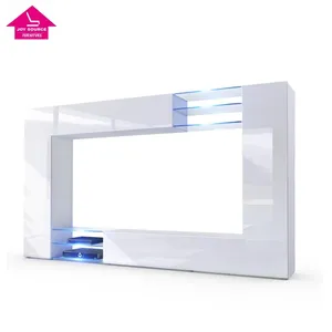 New Model MDF Board TV Stand Living Room Furniture New Model Mdf Board Wood Wall Mounted Tv Cabinet Design Modern White and Grey