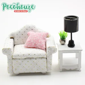 1:18 quy mô thu nhỏ đồ nội thất bằng gỗ Vải sofa nhà búp bê ghế