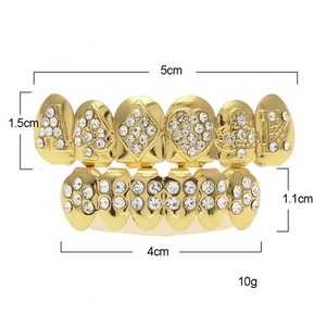Bijou de Poker en or véritable, grilles de haut et de bas, en cristal et <span class=keywords><strong>diamant</strong></span>, couleur brillante, 40mm - Product Image 2