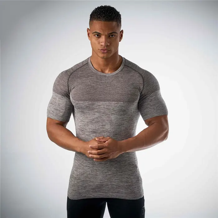 Goedkope Gym Dragen Cool Mens Rode Naadloze Spier T-shirt Slim 3d Gebreide Fit T-shirts Voor Mannen