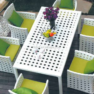 Juego de <span class=keywords><strong>comedor</strong></span> de ratán blanco <span class=keywords><strong>para</strong></span> <span class=keywords><strong>exteriores</strong></span>, mesa de <span class=keywords><strong>comedor</strong></span> <span class=keywords><strong>para</strong></span> 6 <span class=keywords><strong>personas</strong></span>, venta al por mayor - Product Image 4