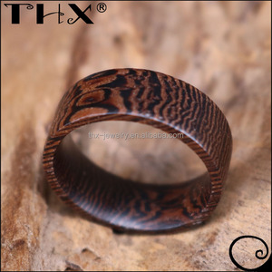 Anillo de Aniversario de Bodas de Cinco Años de THX Jewelry Fashion, Anillo Romántico de Madera de Wengue con Patrón Natural Único y Genial de 8 mm - Product Image 3