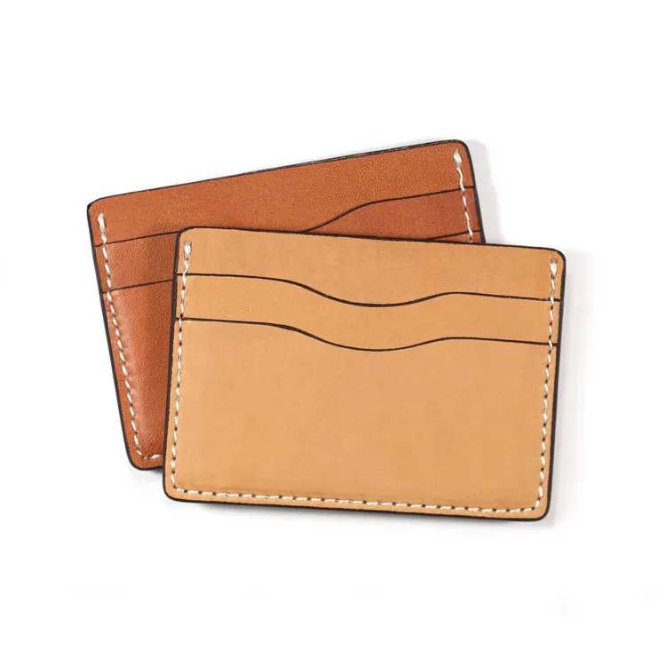 Handmade Front Pocket Leather Chủ Thẻ Cho Người Đàn Ông Tự Nhiên Veg Tan Leather Wallet Chủ Thẻ