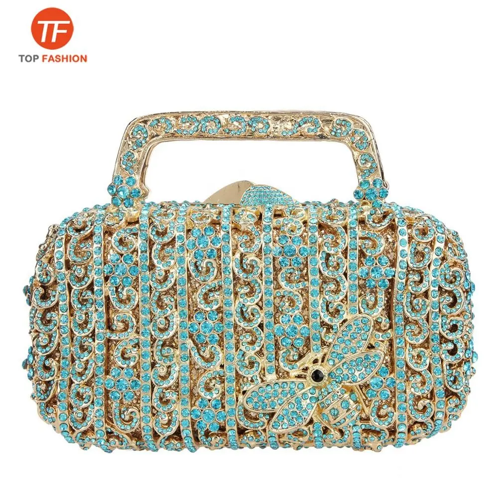 Pochette strass en cristal de haute qualité, sac à main de nouvelle marque mignon abeille avec poignée, vente en gros depuis les fournisseur chinois