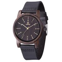 Jam Tangan Uwood 1008 Gaya Retro Kayu untuk Pria, Jam Tangan Kasual Kayu Pria Quartz Zebrawood Ebony