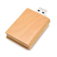 Pendrive con Forma de Libro de Madera en Oferta, 8GB/128GB/64GB, Logotipo Personalizado, Caja de Madera, Unidad Flash USB, Marca OEM, 2 Años de Garantía