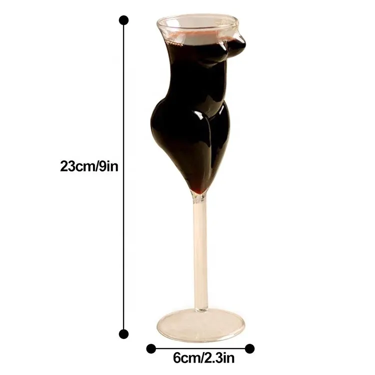 女性ボディ形状安いガラス製品ワイングラス卸売250mlセクシーなワインテイスティンググラスゴブレット