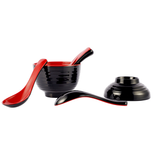 Swantable ware tigela de sopa de rice miso, colher com tampa e colher <span class=keywords><strong>10.5</strong></span> oz preto e vermelho - Product Image 5