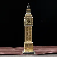 크리스탈 빌딩 모델 금속 덮여 표면 크리스탈 빅 벤 3D 모델 기념품 시계