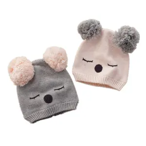 Chapeaux en tricot pour enfants, style fantaisie, imprimés oreilles d'animaux, pour petites filles