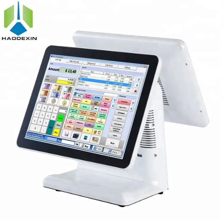 Retail Dual 17 Inch Touch Screen Pos Machine Groot Scherm Android Pos Kassa Voor Restaurant GC-092