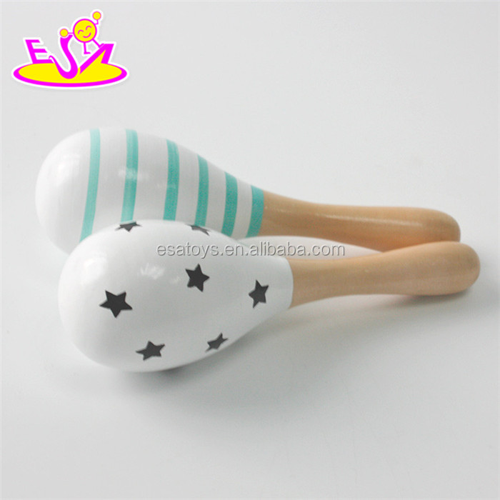 New wooden baby maracas,popular colorful baby maracas toy,hot selling wooden music toy baby maracas set W07I024