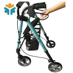 Mobility อลูมิเนียมพับผู้ใหญ่ไดรฟ์การแพทย์สี่ล้อ Walker Rollator