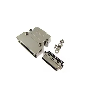 SCSI HPCN36 Pin Perempuan MDR 36 Pin Konektor dengan Klip dan Logam Hood