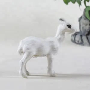 Hohe Qualität Mini Bauernhof Tiere Kunststoff Spielzeug Ziegen Stehen Weiß Ziege Fell Spielzeug