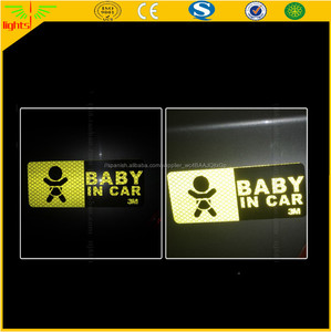 alta visibilidad logotipo personalizado impreso de forma reflexiva etiquetas engomadas del coche/bebé <span class=keywords><strong>a</strong></span> <span class=keywords><strong>bordo</strong></span> pegatina - Product Image 2