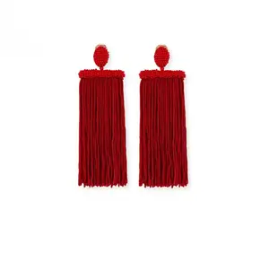 KDA7522 wholesale top fashion long beaded thread tassel drop earring