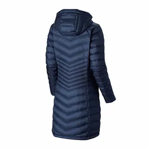 RYH705 Casaco longo acolchoado com capuz de poliéster fashion para mulheres, casaco acolchoado plus size