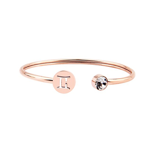 Aperto Astrologia Braccialetto CZ <span class=keywords><strong>Segno</strong></span> Dello Zodiaco Braccialetti Dell'acciaio Inossidabile Del Braccialetto Del Polsino Con Zircone All'ingrosso - Product Image 2