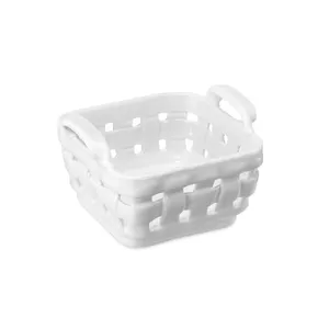 Weave ceramic white Fruit Basket