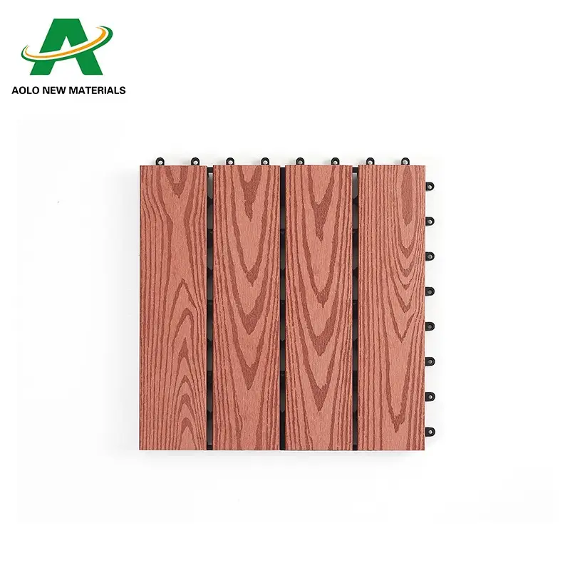 Suelo de ingeniería de fibra de madera + HDPE 300x300, terrazo decorativo impermeable respetuoso con el medio ambiente para exteriores WPC, baldosa de cubierta de enclavamiento DIY