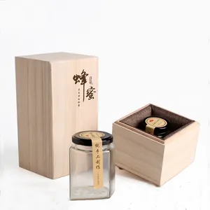 Boîtes d'emballage rustique en bois brut, 50 pièces, boîte-cadeau faite à la main pour bouteilles de miel
