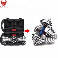 Haltère chromé réglable de kg, ensemble avec boîte, équipement de gymnastique à domicile, haltérophilie sportif