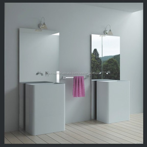 Venta al por mayor baño <span class=keywords><strong>independiente</strong></span> gratis <span class=keywords><strong>fregadero</strong></span> de lavado de manos sink blanco lavabo de acrílico - Product Image 3