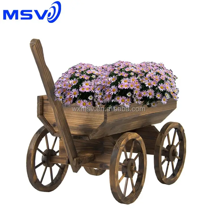 Holzwagen Rad Blumen Pflanzer Großhandel