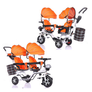 Tricycle deux roues pour enfants de 2 ans, siège doubles, pour jumelles, siège <span class=keywords><strong>b</strong></span>é<span class=keywords><strong>b</strong></span>é, avec deux places/poussette - Product Image 1